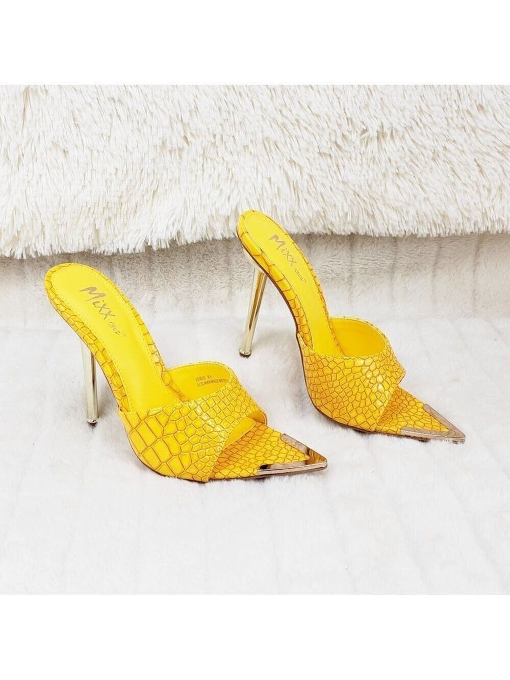 Venus Yellow Slip On Pointy Toe High Heel Slides